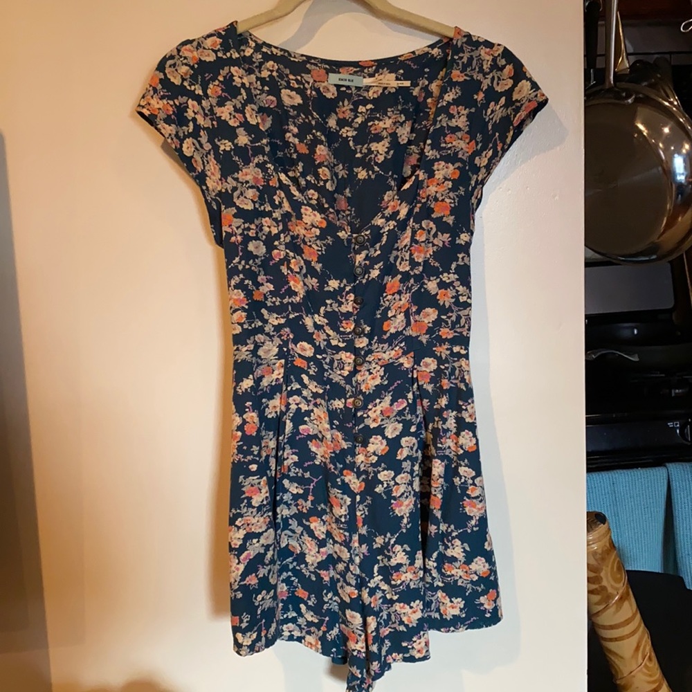 Teal Flowered Romper - image 1